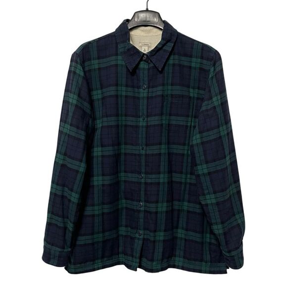 L.L. BEAN Lined Plaid Flannel Button Up Shirt L - Picture 1 of 5